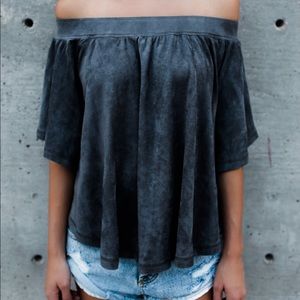 Suede Off The Shoulder Top